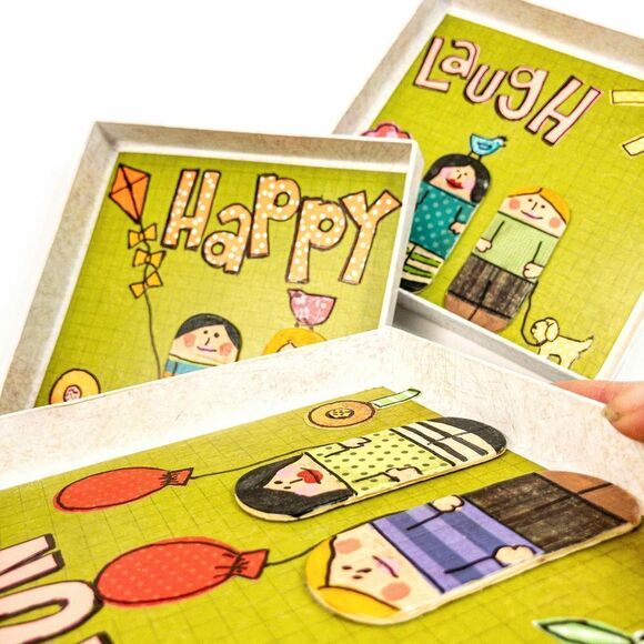 Handmade Paper Collage Art - Laugh, Happy, Fun - Picture 7 of 12